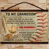 BA009 - To My Grandson - And Remember - Grandpa & Grandma - Baseball Canvas With The Wood Frame