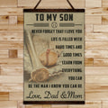 BA017 - To My Son - Good Time - Dad & Mom - Baseball Canvas With The Wood Frame