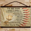 BA021 - To My Son - Good Time - Dad & Mom - Baseball Canvas With The Wood Frame