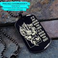 DRD026 - Call On Me Brother - It's Not Over When You Lose - It's Over When You Quit - Vegeta - Super Saiyan Blue - Dragon Ball Dog Tag - Engrave Double Black Dog Tag